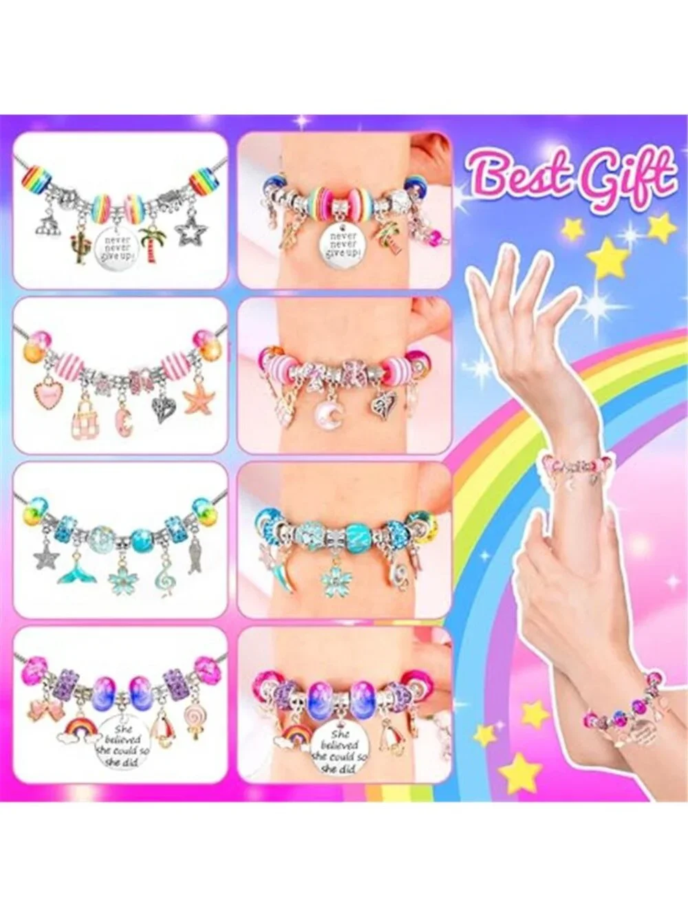 Charm Bracelet Making Kit DIY Jewelry Set Beads Gift Box Girls Craft Jewelry